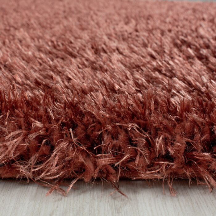 Brilliant Shaggy tappeto pelo lungo rotonda Ø 120cm rame