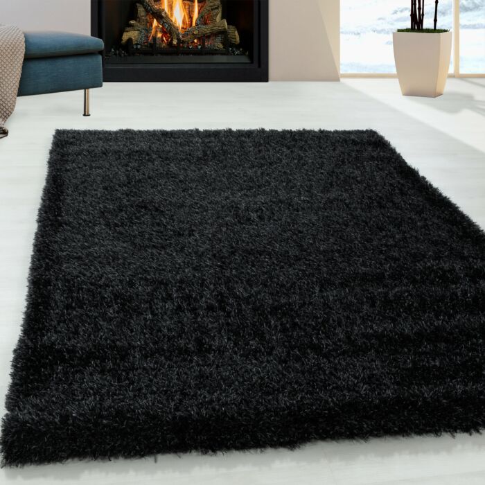 Brilliant Shaggy tappeto pelo lungo rettangolo 140x200cm nero