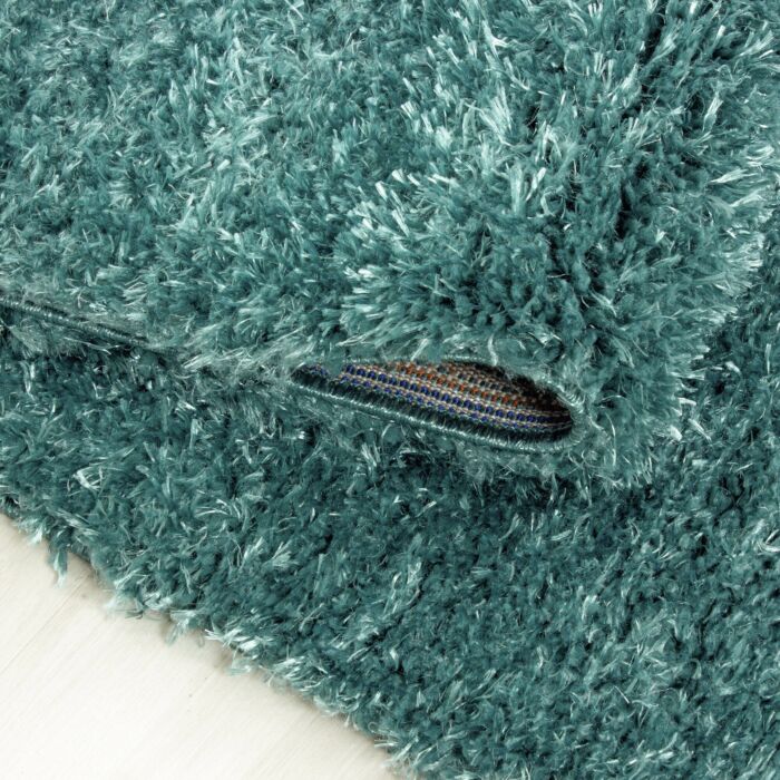 Brilliant Shaggy tappeto pelo lungo rotonda Ø 120cm blu acqua