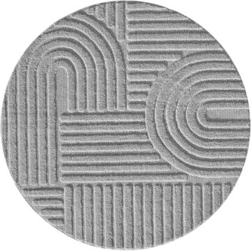Art tappeto pelo lungo rotonda Ø 120cm argento