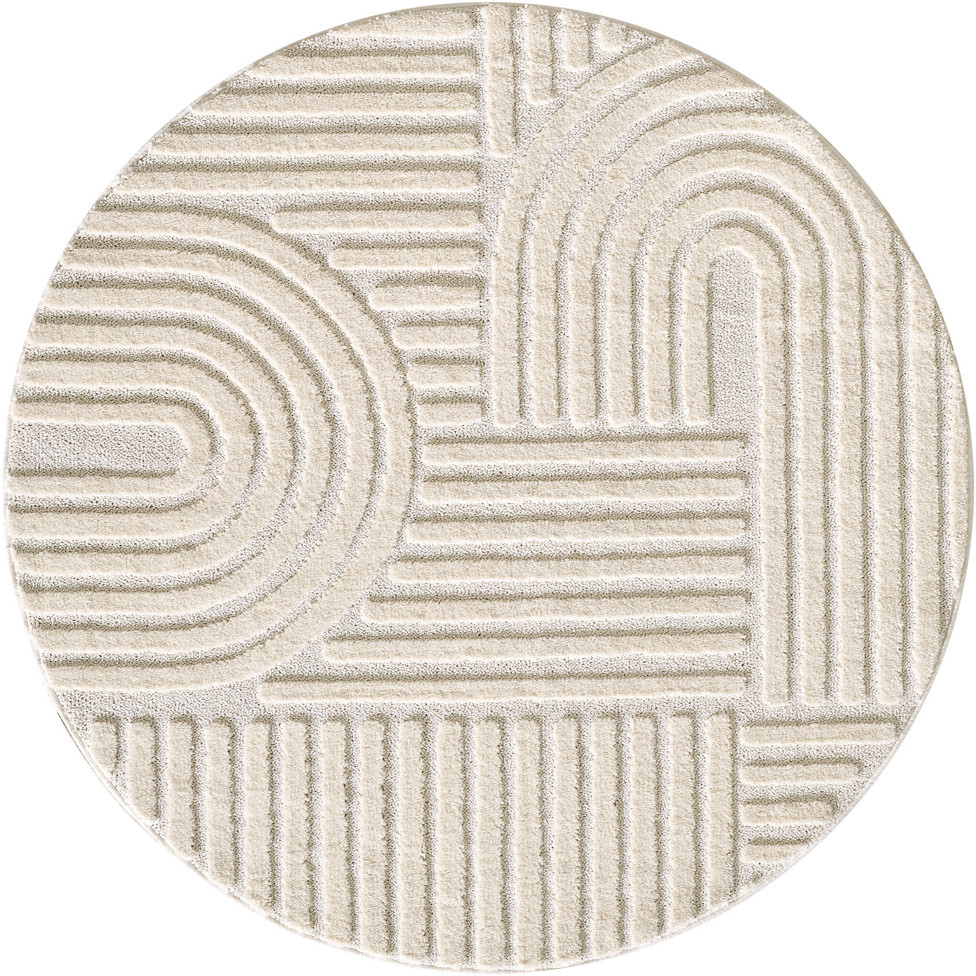 Art tappeto pelo lungo rotonda Ø 200cm crema
