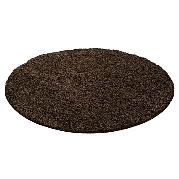 Life Shaggy tappeto pelo lungo rotonda Ø 80cm marrone