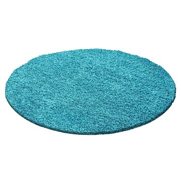 Life Shaggy tappeto pelo lungo rotonda Ø 80cm turchese