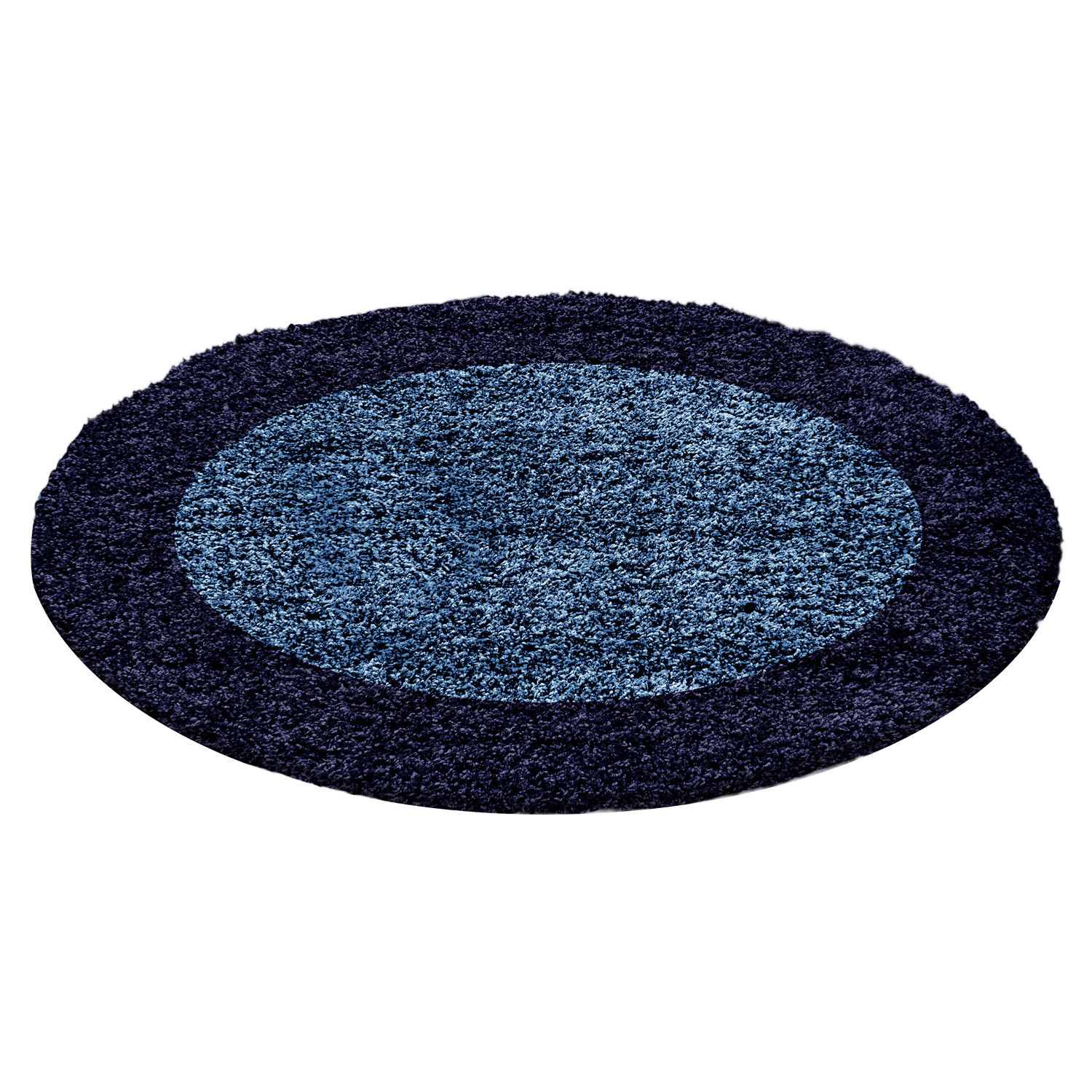 Life Shaggy Ombra tappeto pelo lungo rotonda Ø 160cm blu navy