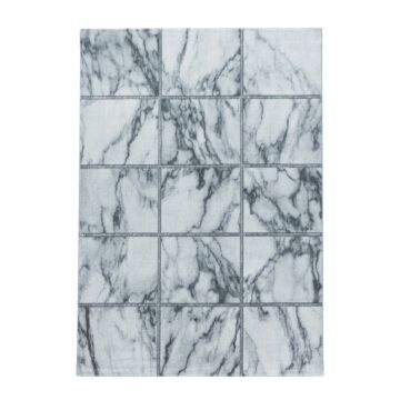 Naxos Piastrella tappeto pelo corto rettangolo 140x200cm argento