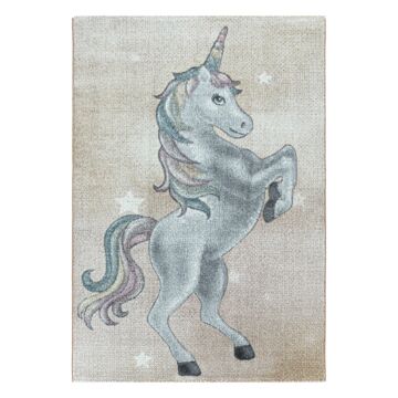 Funny Unicorno bambino tappeto camera bambini pelo corto rettangolo 160x230cm giallo