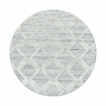 Pisa Rhombus tappeto pelo lungo rotonda Ø 160cm grigio