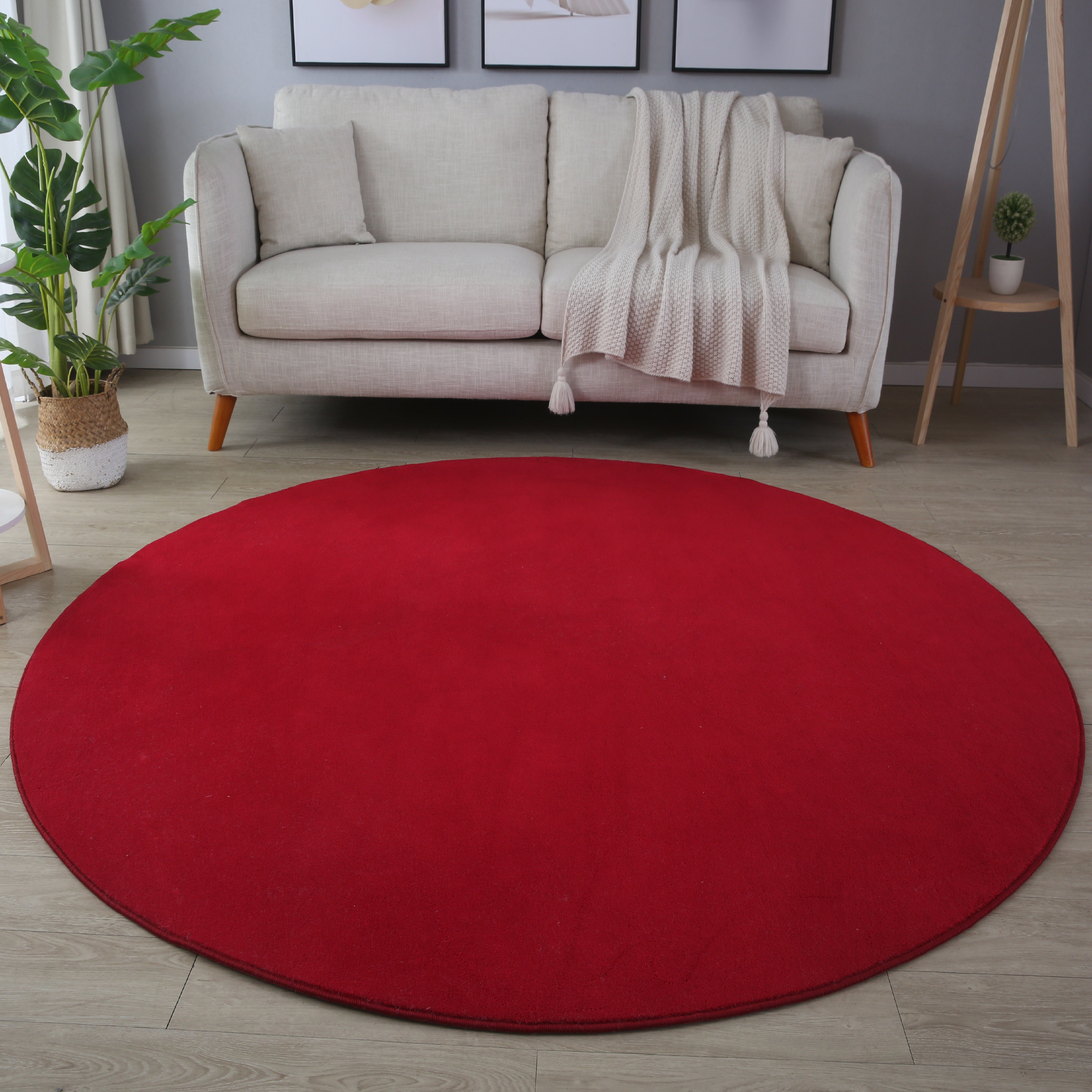 Sky tappeto pelo corto rotonda Ø 200cm rosso