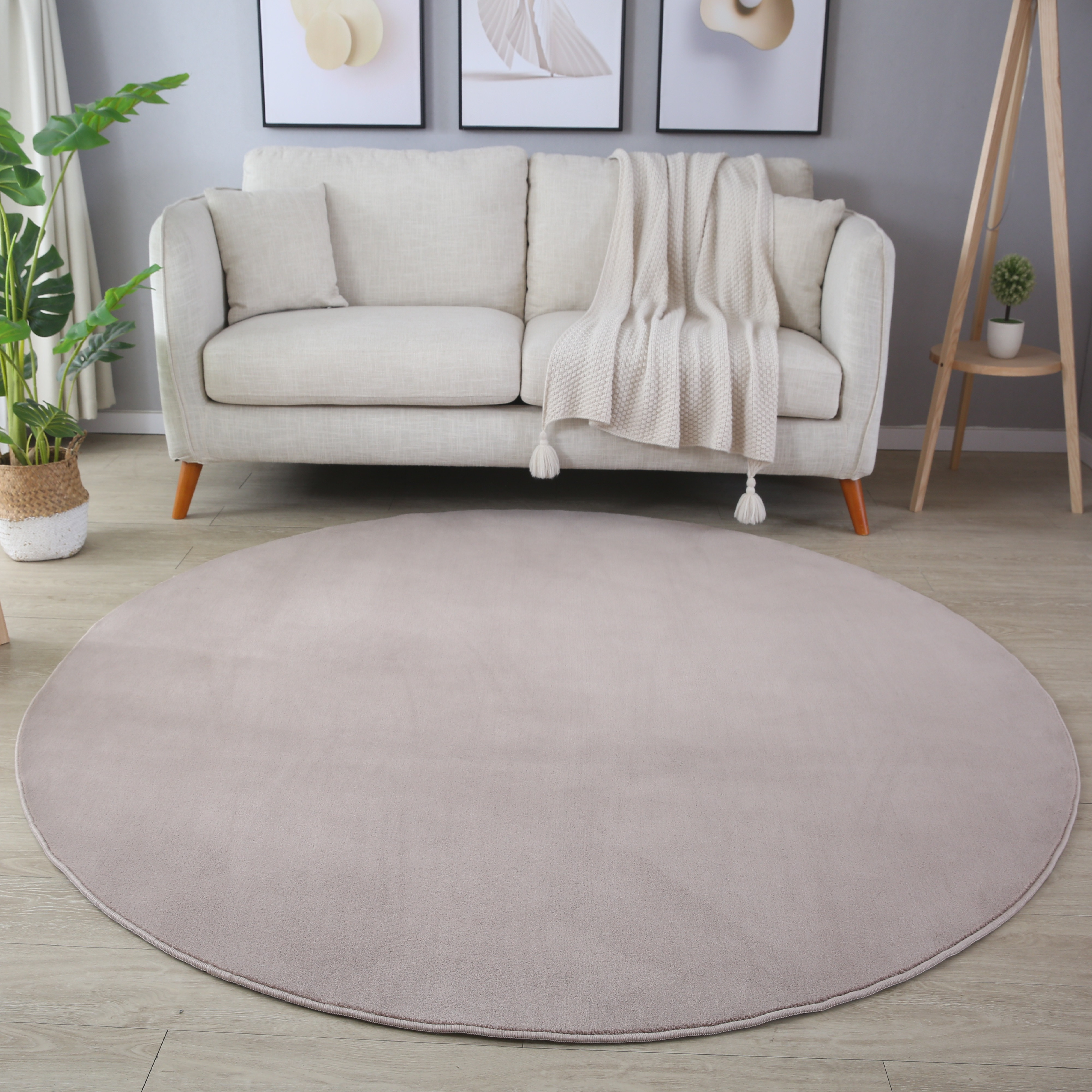 Sky tappeto pelo corto rotonda Ø 160cm beige