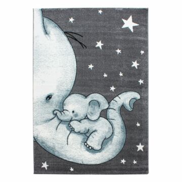 Kids Elefante tappeto camera bambini pelo corto rettangolo 200x290cm blu